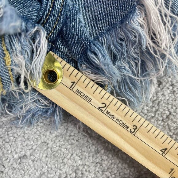 Abercrombie & Fitch Cut Off Shorts Women's 28 Blue Denim Distressed Frayed - Picture 7 of 8